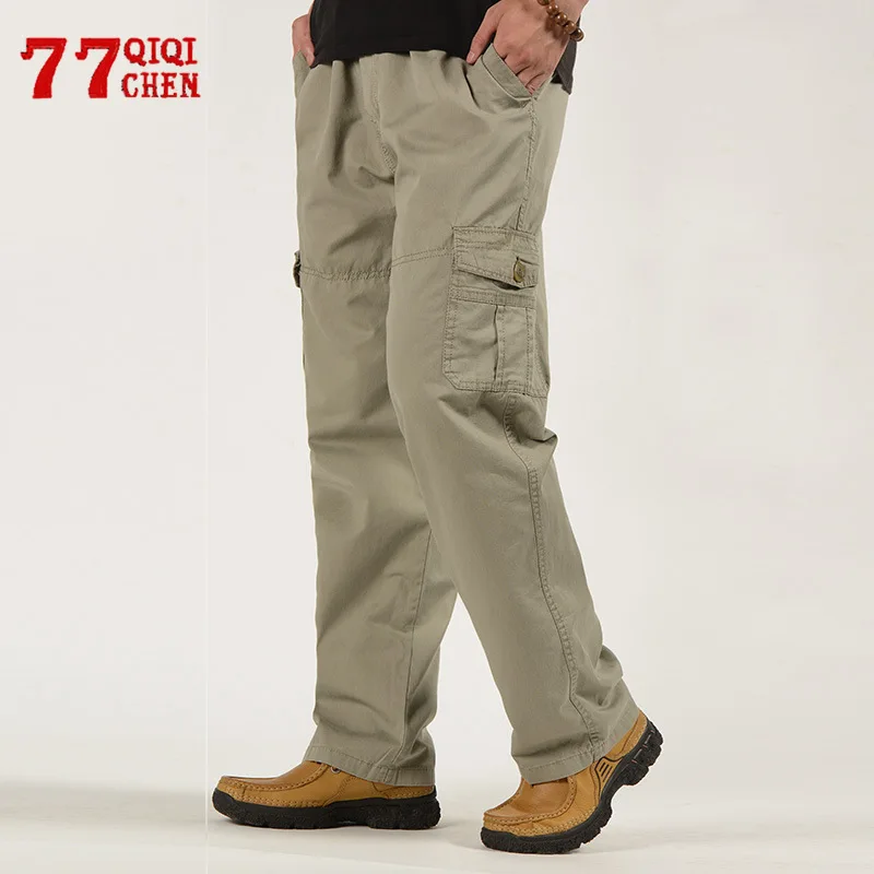 

Cotton Cargo Pants Men Casual Large Size 6XL Jogger Hombre Cargo Straight Pant Sports Tactics Overalls Loose Trousers Autumn