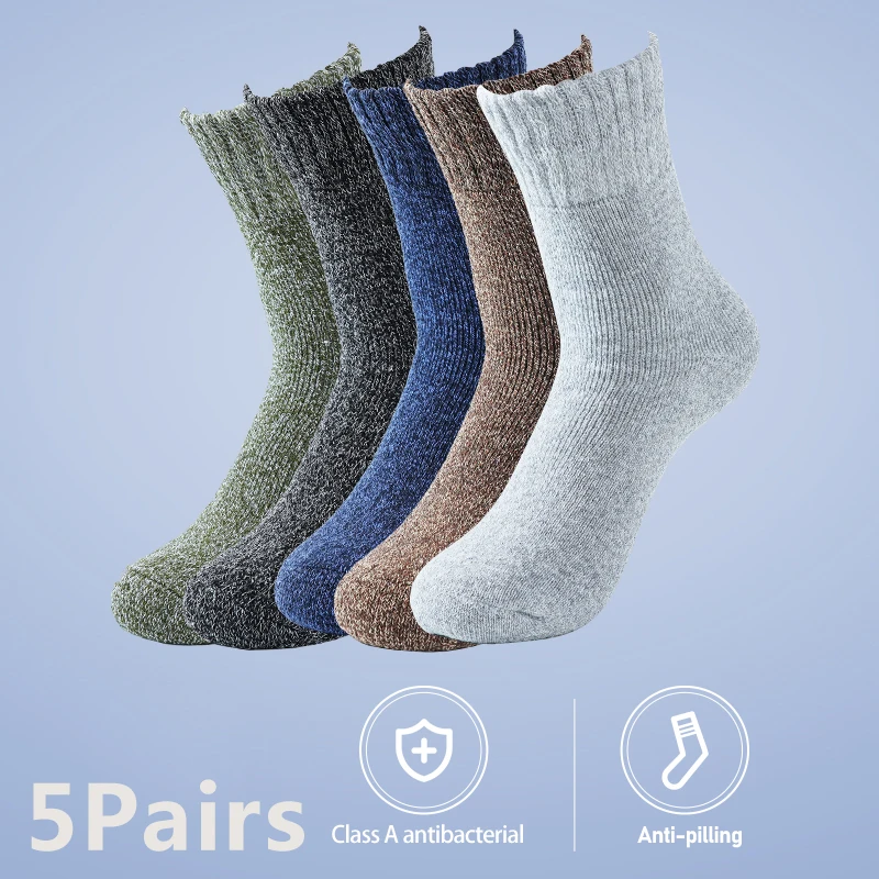 

5-парные мужские утепленные носки, сохраняющие тепло зимой, против холода, повседневные незамерзающие носки, зимние теплые мужские носки высокого качества