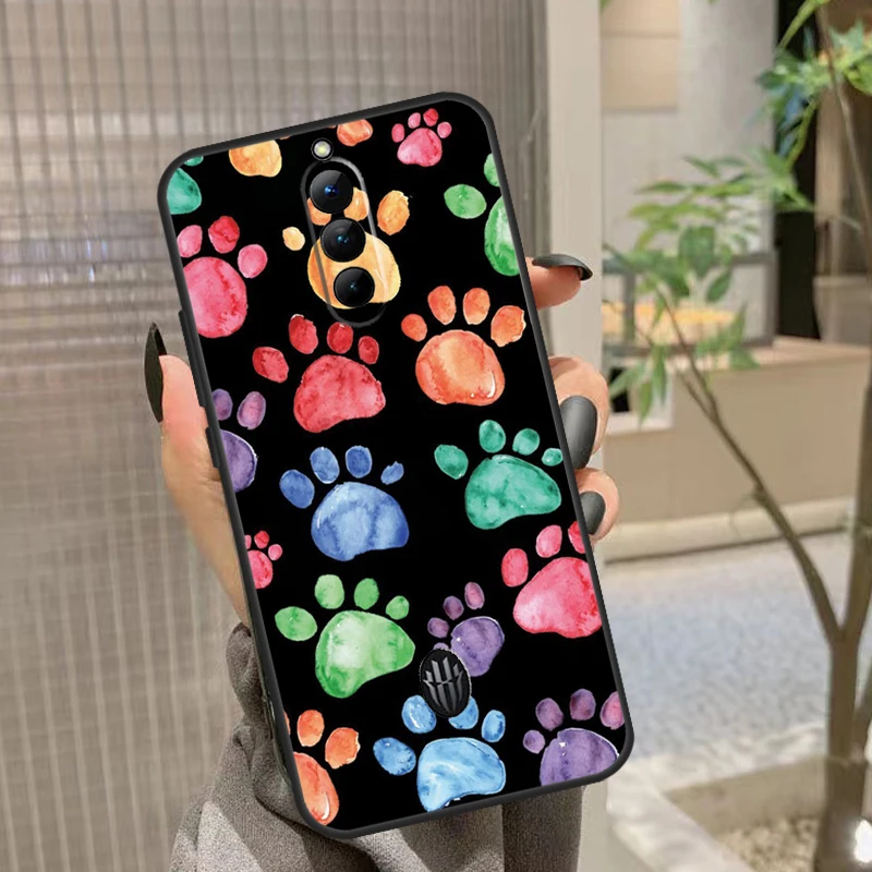 Watercolor Paw Prints Phone Case For Nubia Red Magic 6S 7S 8S Pro 5G 5S 6R Red Magic 6 7 8 Pro Plus Cover Coque