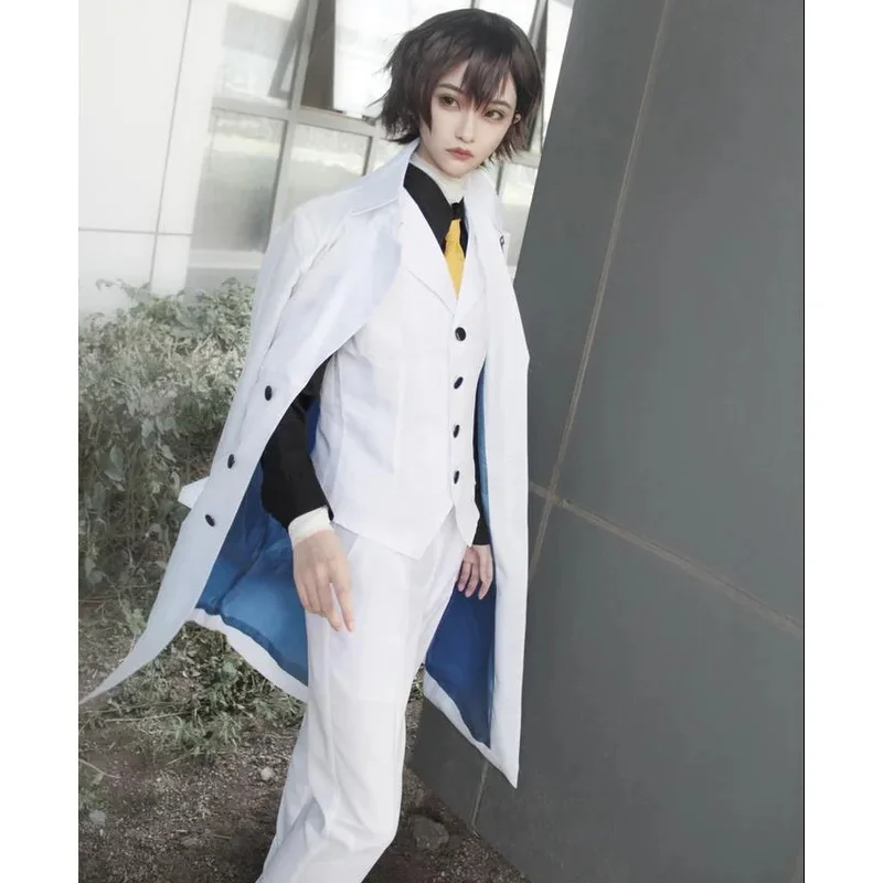 Cydazai osamu cosplay traje adulto branco trench calças terno halloween carnaval uniformes traje de halloween