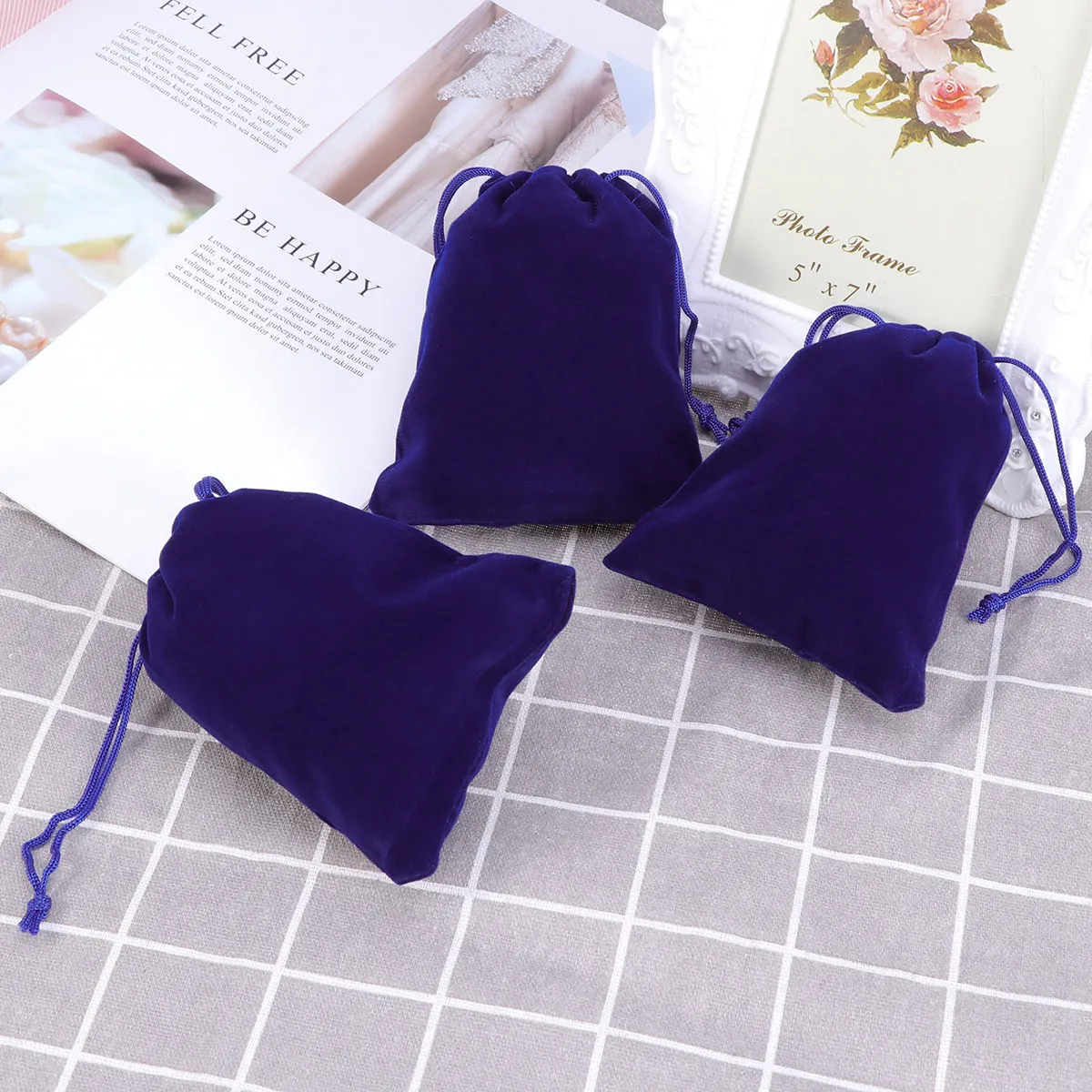 50-個-9x12cm-まつげパターン-オーガンザ巾着ギフトバッグ-結婚式の記念品-パーティー-キャンディー-ジュエリー-ビーズ収納-ロイヤルブルー