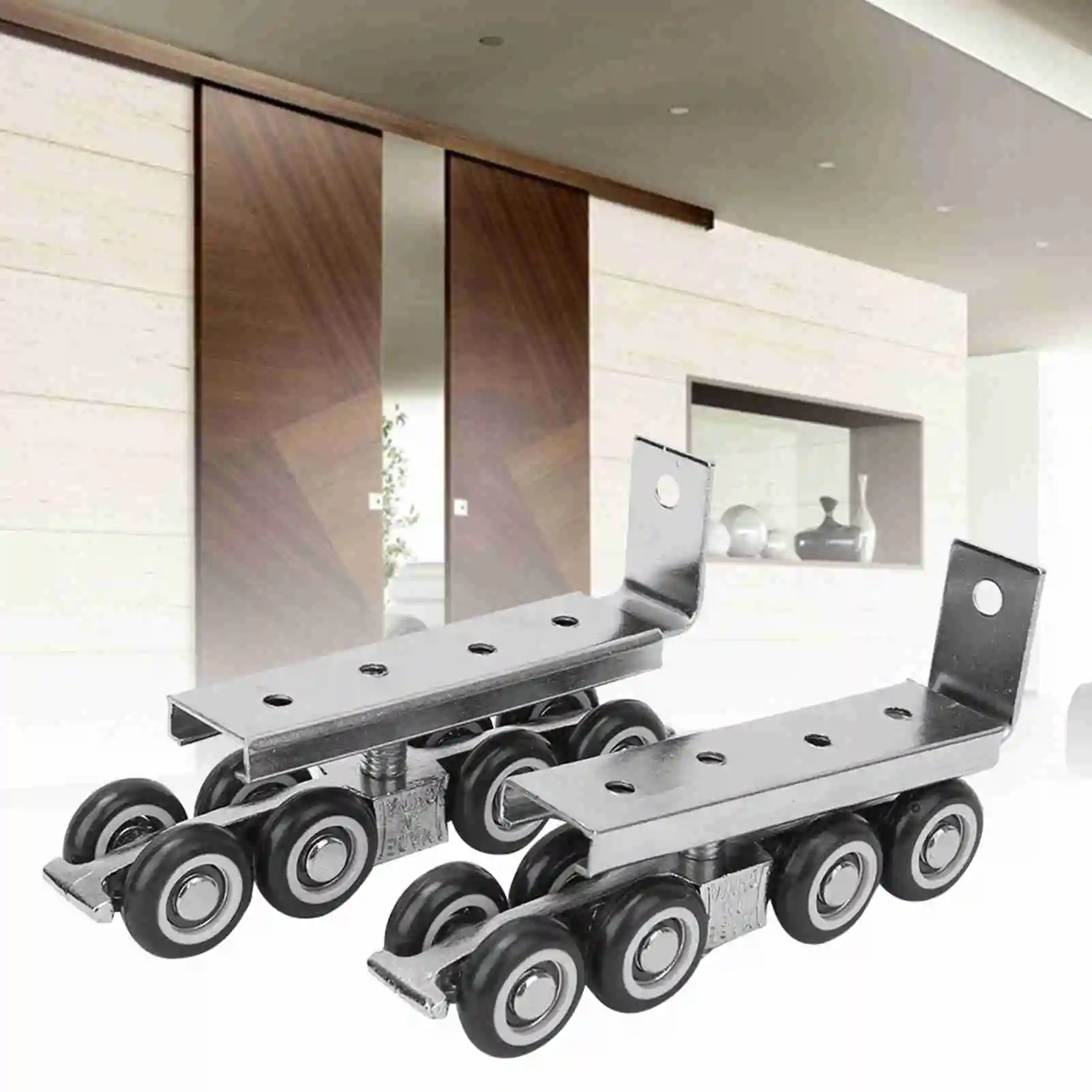 1 Pair 8 Wheels Sliding Door Rollers Hardware Hanging Wheels Silent Rail Wheel