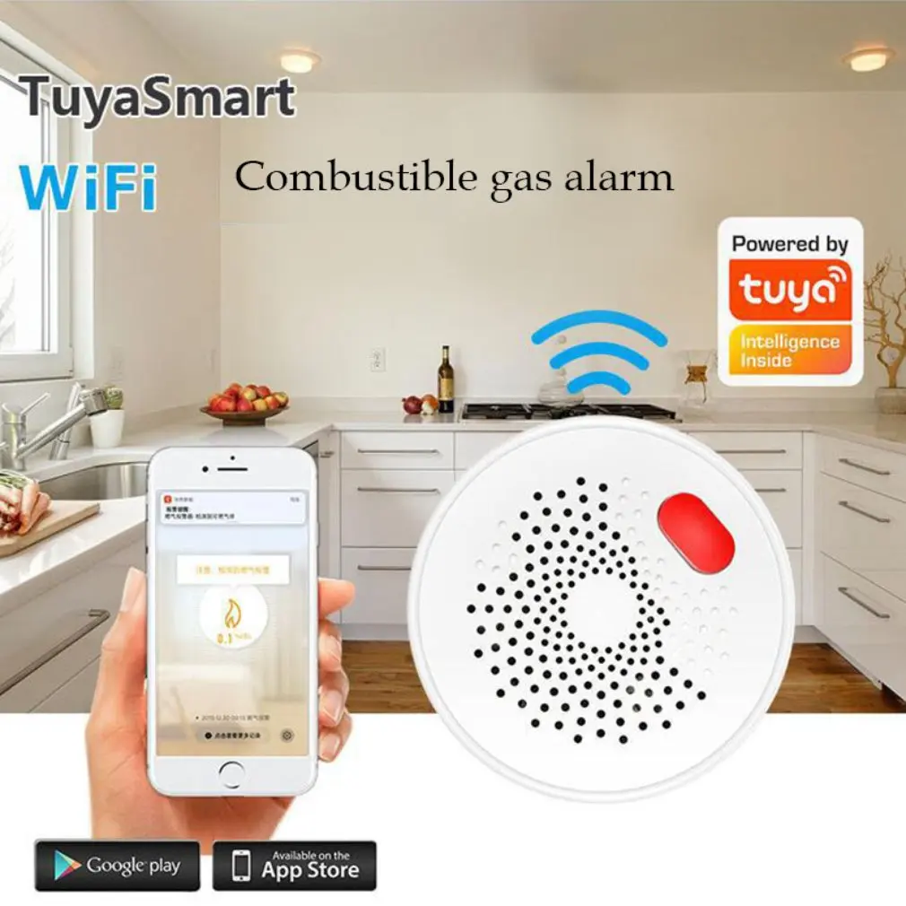 Newest Intelligent Wifi Gas Sensor Gas Leak Detector Alarm Smart Life App Smart Home Security Works