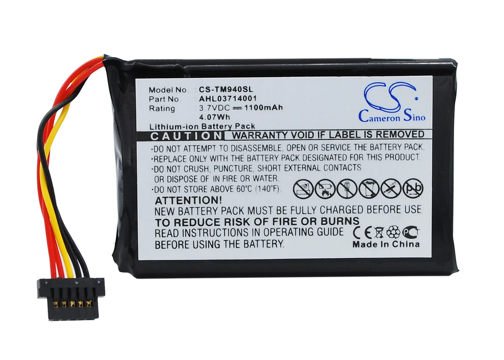 Cameron Sino 1100mAh Battery AHL03714001 for TomTom Go 940, 940 Live