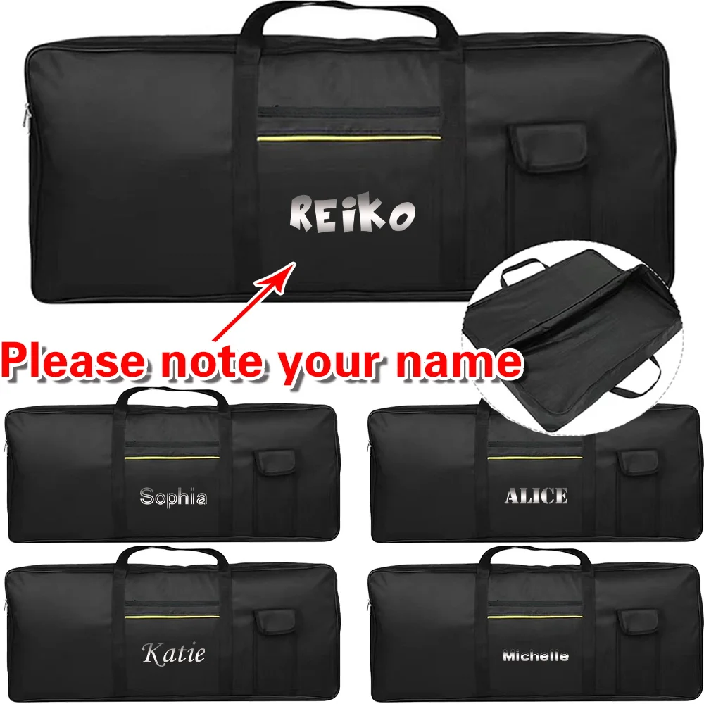 Customized Name Instruments Accessories Portable 61 Keys Electronic Organ Bags Big Pocket Double Zipper Nylon Handbags