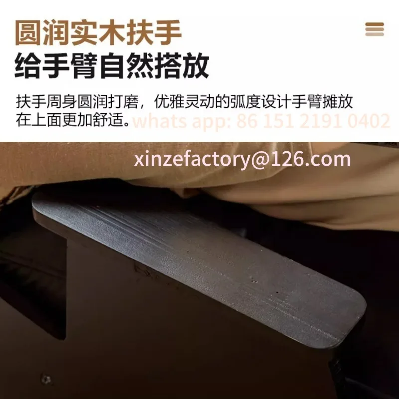 كرسي هزاز عتيق من الخشب الصلب قابل للتخصيص، كرسي ترفيهي للشرفة المنزلية، ظهر قابل للتعديل #3