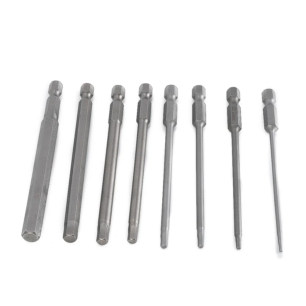 

8pcs 100mm Hex Head Allen Wrench Drill Bits Set Magnetic Bit 1/4" Shank Metric Electric Screwdriver Socket Bit Power Tool Parts