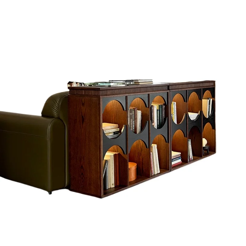 

Retro solid wood module combination, bookcase, living room partition cabinet