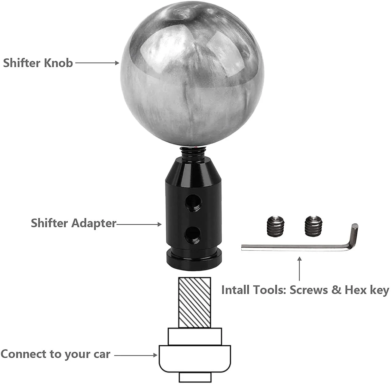 Universal Car Auto Aluminum Gear Shift Knob Adapter for Non Threaded Shifters M10x1.5/M12x1.25 SK-1054