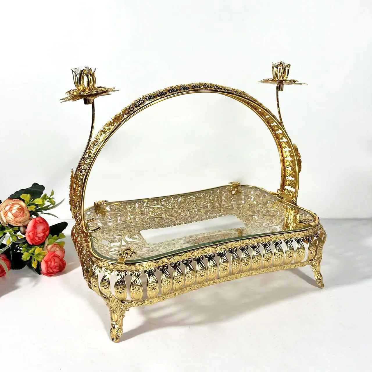 European Style Fruit Platter, Central Asian Glass Tableware, Dining Table Decorations, Uzbiekstein Ornaments