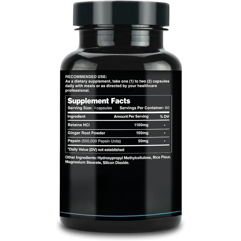 Betaine HCl Capsules Contain Gastric Protease and Ginger Digestive Enzyme Supplements, Providing Digestive Health Support