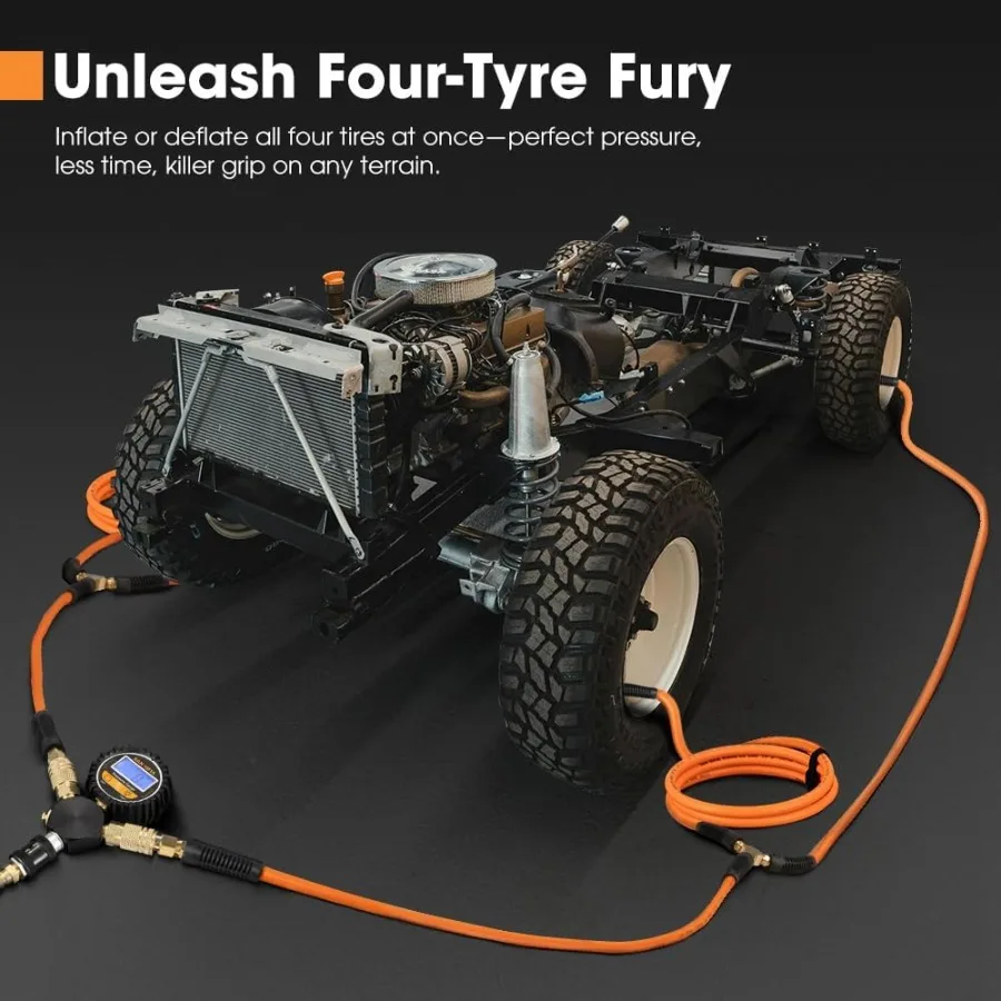4 Tire Inflation Deflation System - Fast High Flow 4-Way Air Down Tire Inflator Deflator for Truck Car Trailer Motorcy