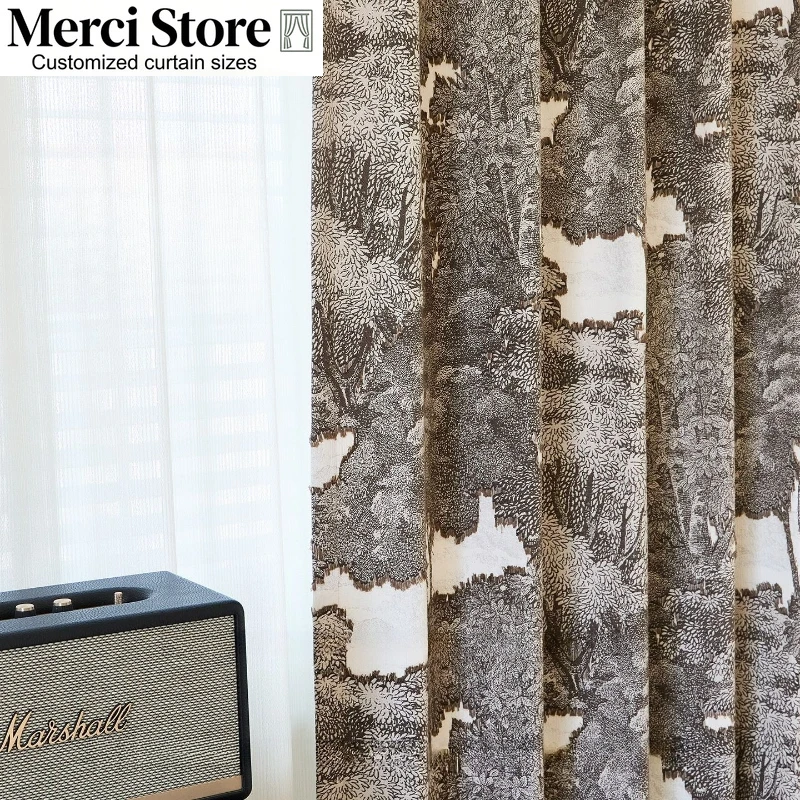 Modern Forest Adventure High-end Flower Cutting Technology High-precision French Style Curtains for Living Dining Room Bedroom