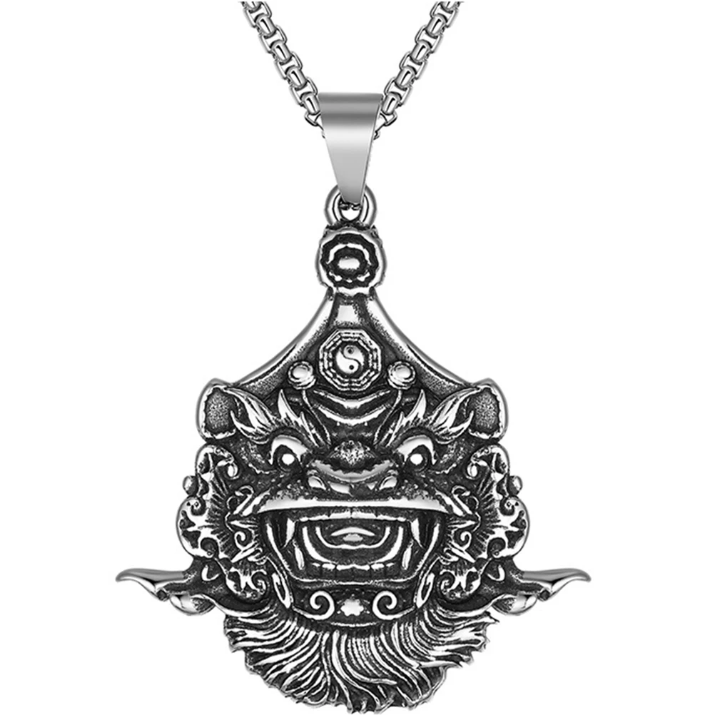 

Titanium Steel Necklace Lion Pendant Vintage Choker for Men Women Sweater Chain Sturdy Material Fashion Accessory