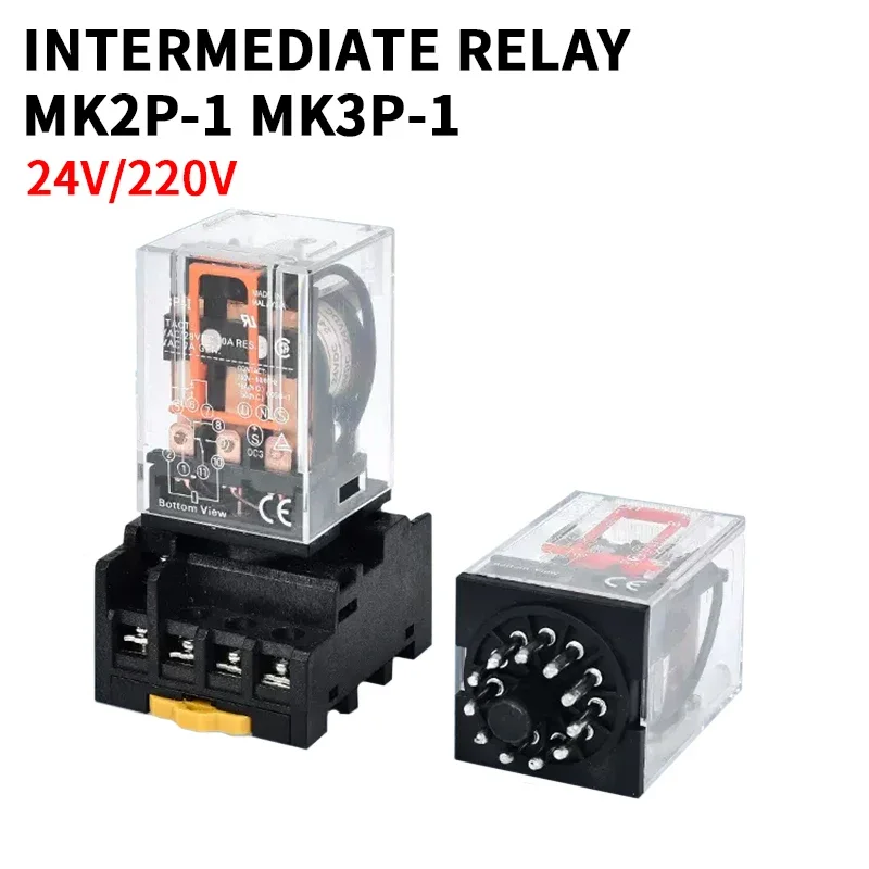 

Intermediate relay MK2P-I MK2P MK3P small electromagnetic relay with base DC12V DC24V AC12V AC24V AC110V AC220V