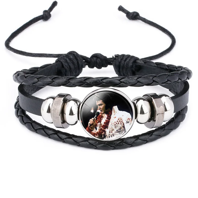 Rock Star Elvis Bracelet For Men Women Fans Fashion Music Singer Poster Handmade Bracelets Bangles Charm Wristband Gift Souvenir