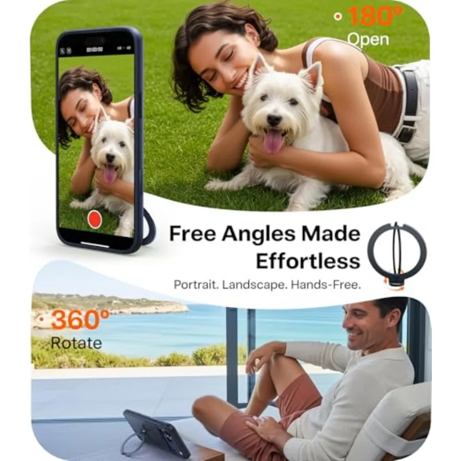 حافظة تحكم في الكاميرا بحامل مغناطيسي 360 باللون الأزرق العميق مع حماية عسكرية ضد الصدمات لهاتف iPhone 17 Pro Max متوافقة مع الذراع