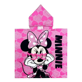 米妮與米奇卡通動物連帽斗篷沙灘巾史迪奇兒童浴巾兒童沙灘袍浴袍適合0-8歲兒童 10 最佳銷售 小米妮 - №2