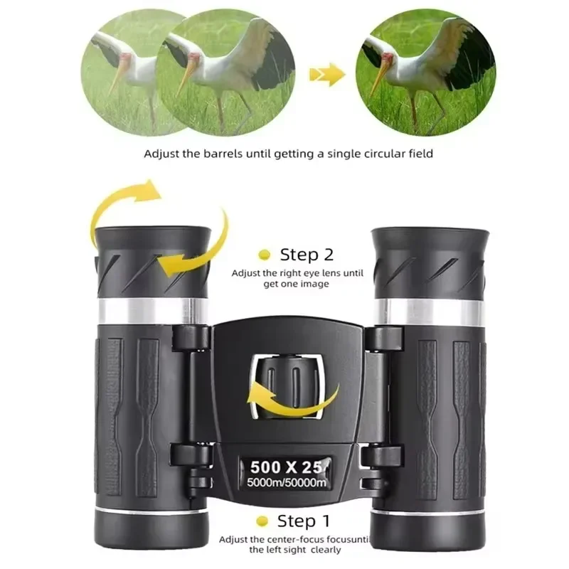 

Pei Lion 500X25 Portable High-definition Binoculars Equipped with Powerful BAK4 Prism Foldable Hunting Wilderness Survival