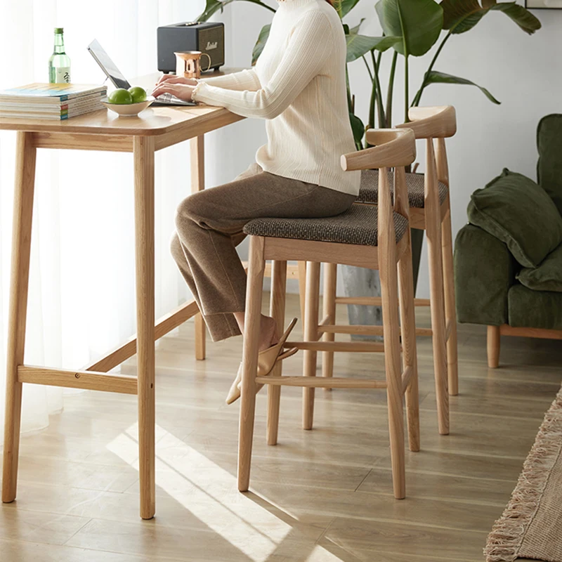 

Nordic Style Commerical Restaurant Modern Solid Wood bar Chairs for Kitchen High Chair bar Stools