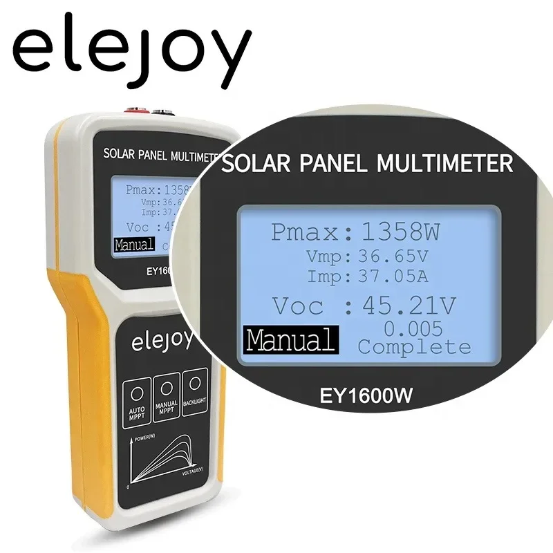 ELEJOY EY1600W LCD MPPT Solar Panel Multimeter Solar Panel Tester Smart Current Tester Voltage Tester Digital Power PV Meter VOC