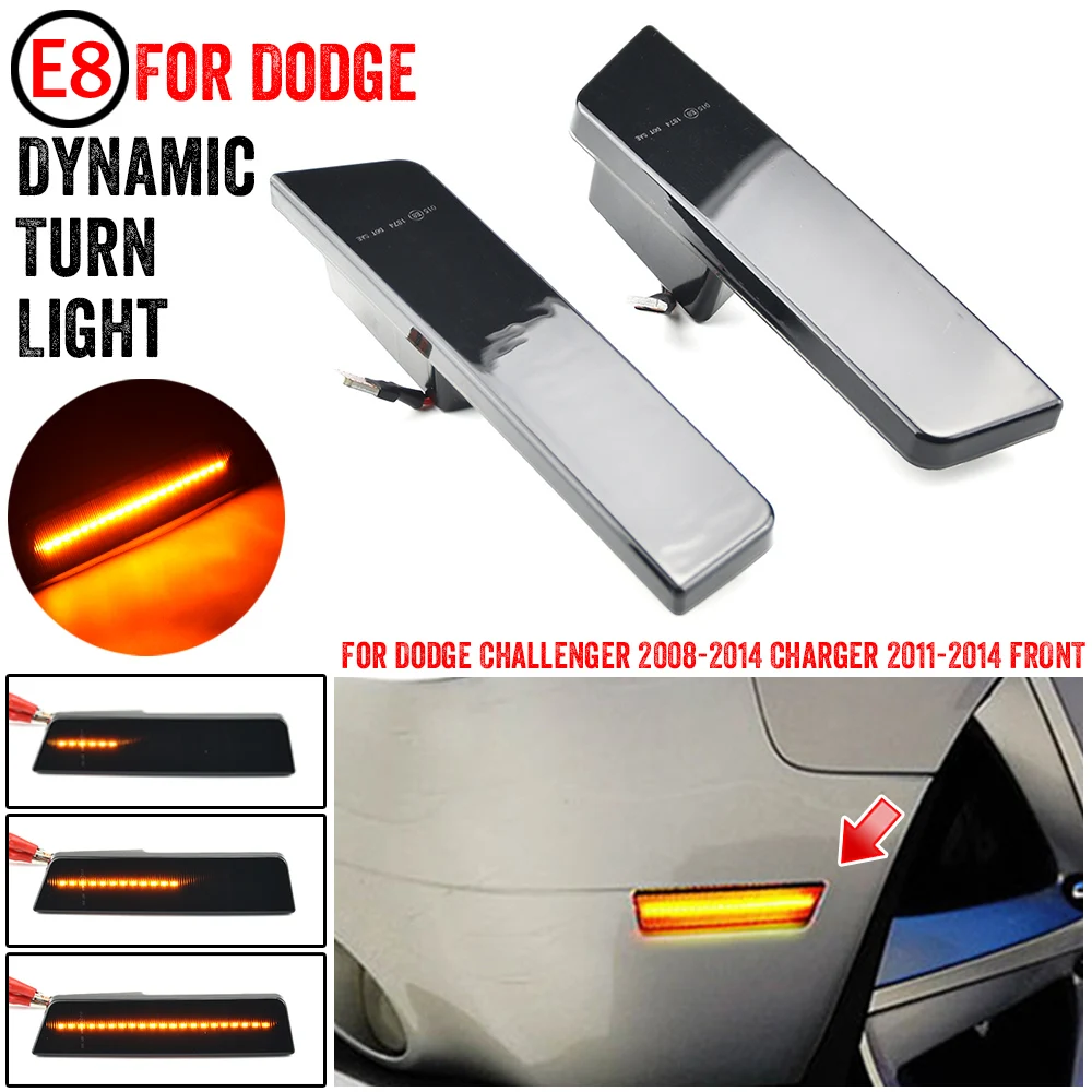 Car Front/Rear Side Marker Full LED Light For Dodge Charger 11-14/Challenger 2008-2014 Amber/White Auto Turn Signal Fender Light