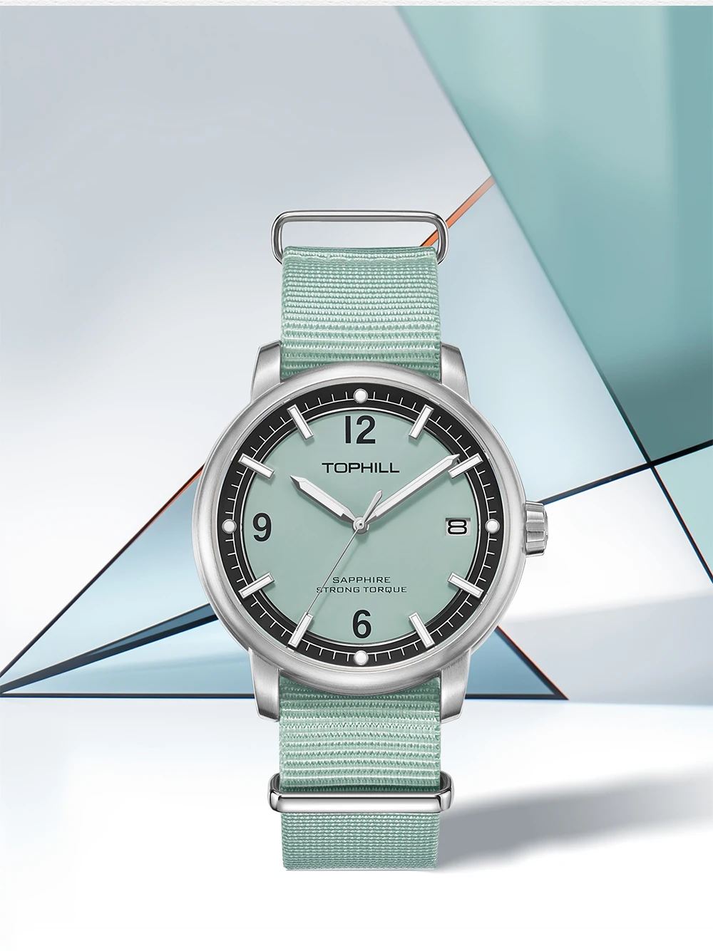 TOPHILL 42mm Retro Simple Style Epson VX62E Men Quartz Watch Sapphire Crystal C3 Luminous 3H Date Window 5Bar TD009G