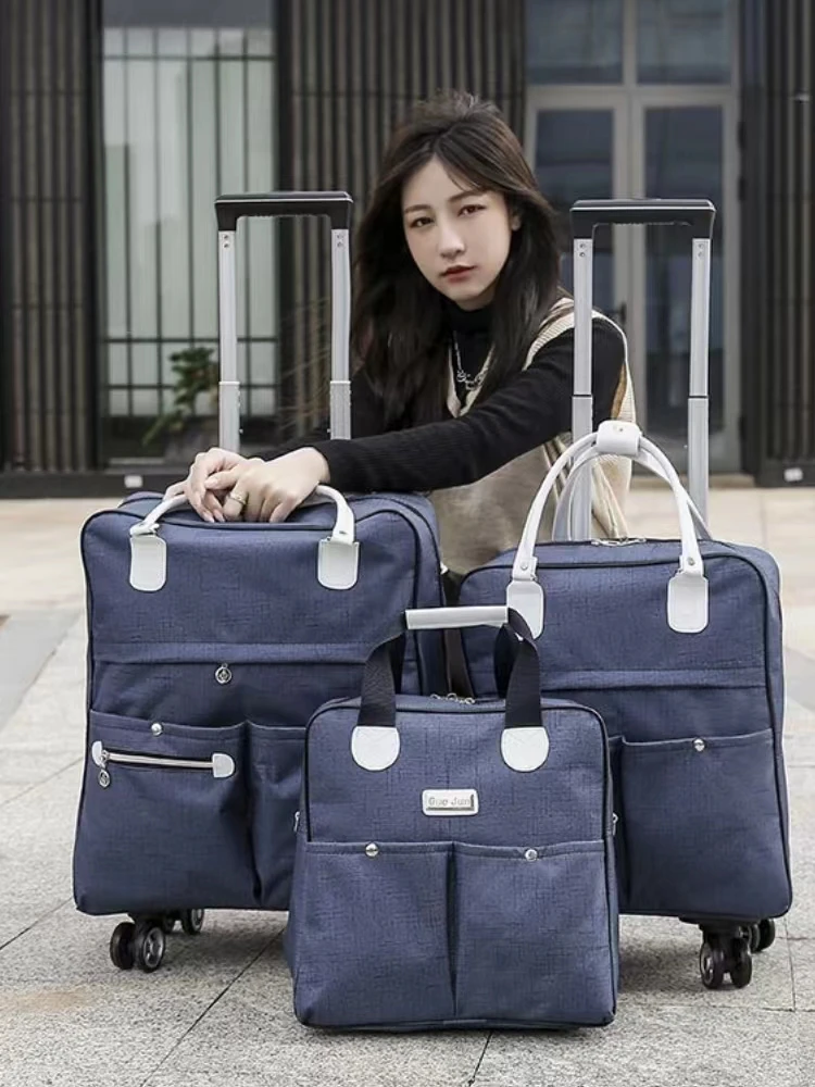 

Women's Large Capaci Carry-On Bag Lightweight Foldable Handbag ort Trip Lage Bag with Pull Rod Dual oulder Bag