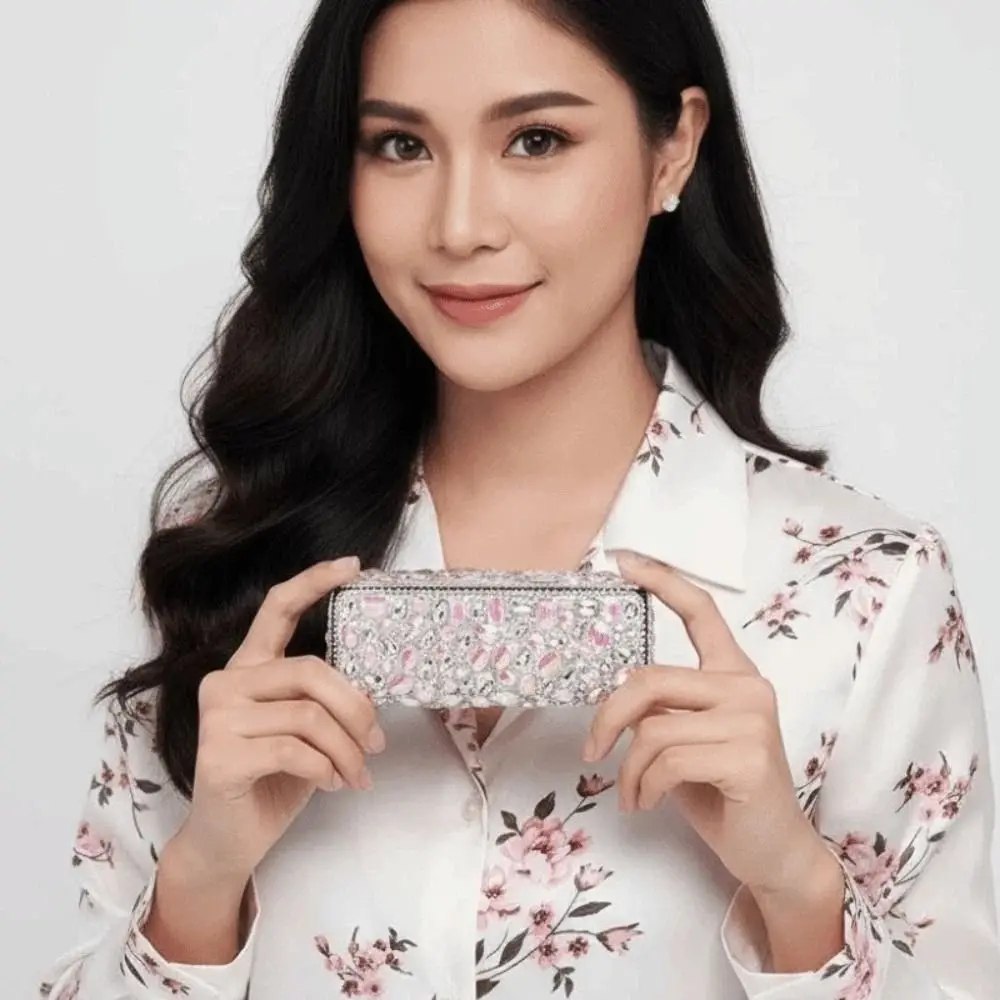 

Портативный чехол для очков с инкрустацией стразами, кожаный, блестящий, черный, органайзер для очков, большой вместимости, пылезащитный