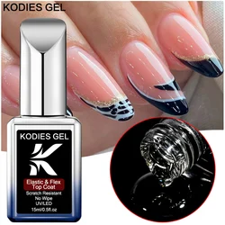 KODIES GEL Flex Top Coat No Wipe Gel Nail Polish 15ML Semi Permanent UV Glossy Finish Manicure Nail Lamp Elastic Gel Varnish
