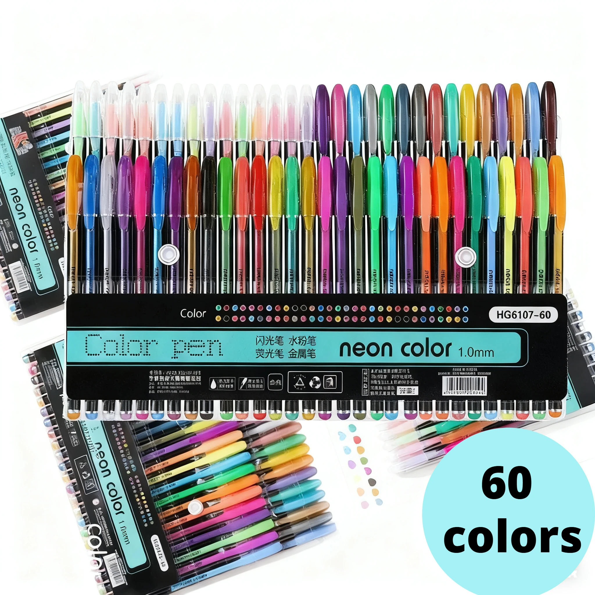 Lebendiges Gelstift-Set mit 60 Stück – Kunstmarker mit feiner Spitze für Malbücher für Erwachsene, Kritzeln, Scrapbooking, Schreiben – Studenten