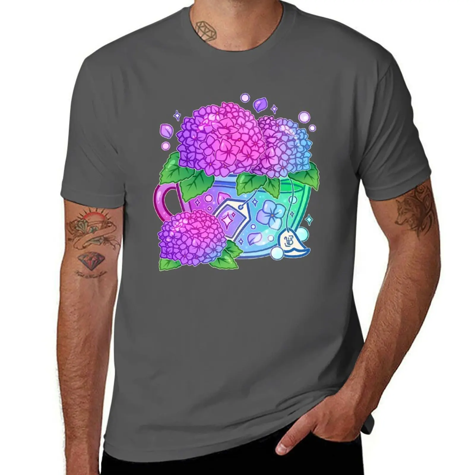 Teacup Hydrangea T-Shirt Minimalist Graphic Tee Shirt
