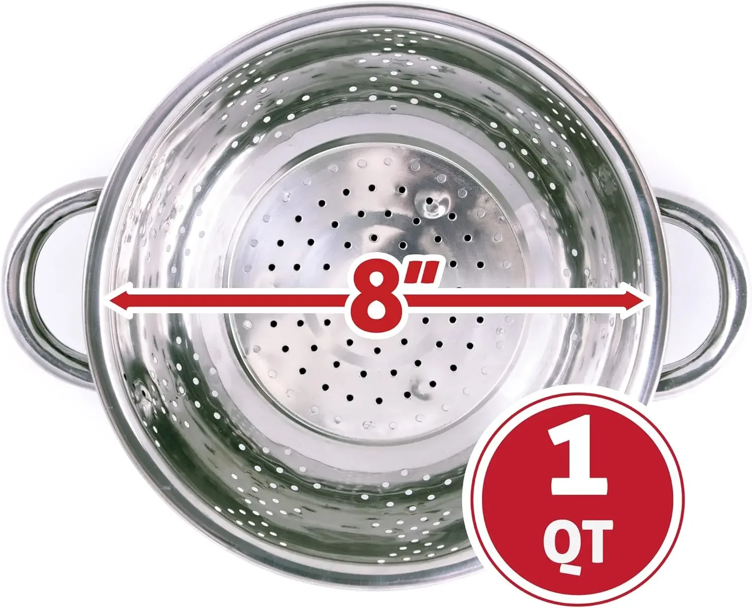 Кухонный дуршлаг из нержавеющей стали с защитой от ржавчины для процеживания, перемещения на пару, дренажа и промывки (7,75 дюйма)