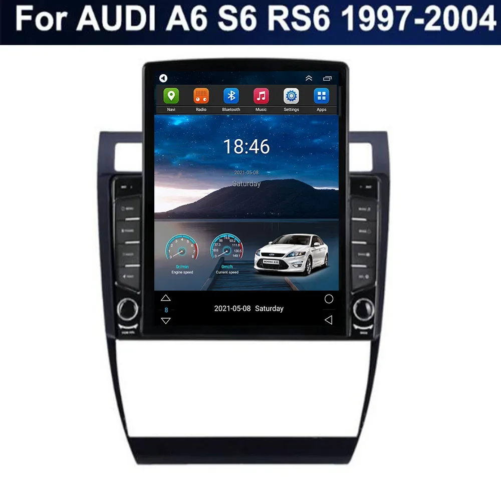 8+128G Android13 Carplay Auto 5G LTE Car Radio Stereo Receiver For AUDI A6 S6 RS6 1997 1998 -2004 Tesla Type Multimedia Player