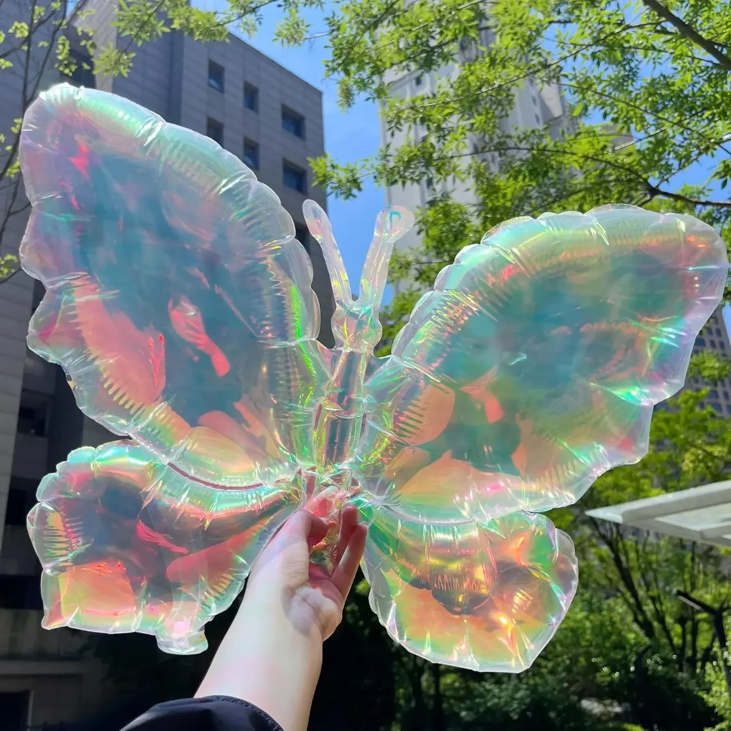 1/5Pcs Transparent Laser Colorful Butterfly Balloons Lovely Giant Aluminum Film Ballon Wedding Birthday Ballon Party Decoration