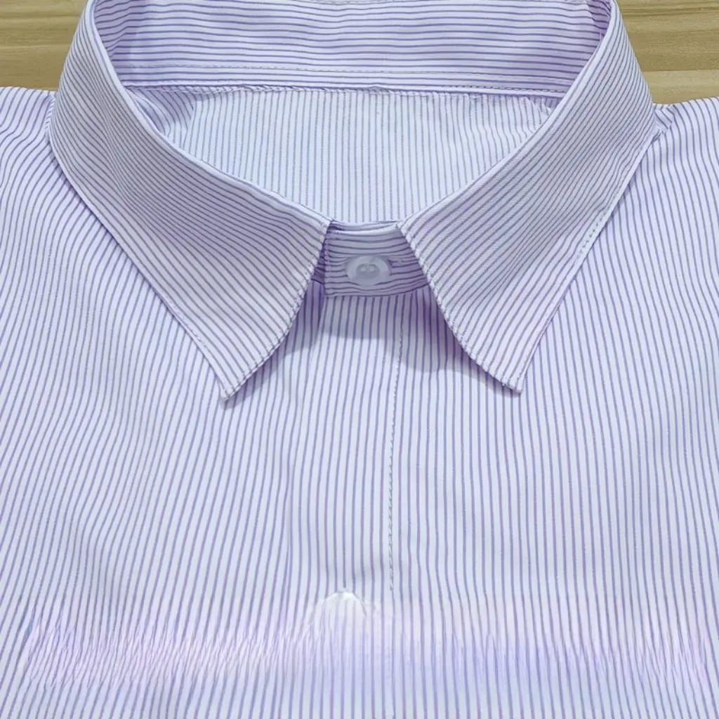 

plus Size Purple Stripes Shirt for Women Long-Sleeved Professional Work Clothing for Property Bank Hotel Industry Fat M Size