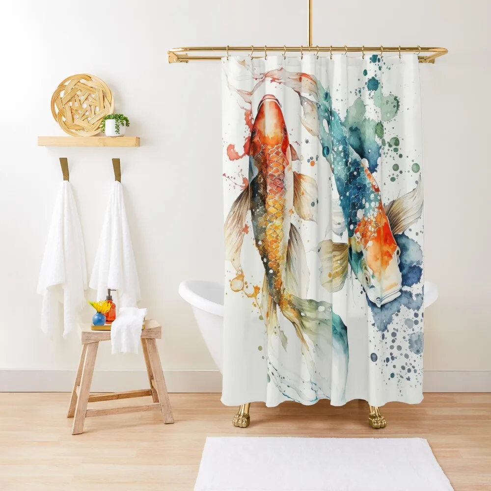 

koi fish watercolor Shower Curtain Modern Showers For Bathroom Anime Shower Bathroom Accessorys Luxury Bathroom Curtain