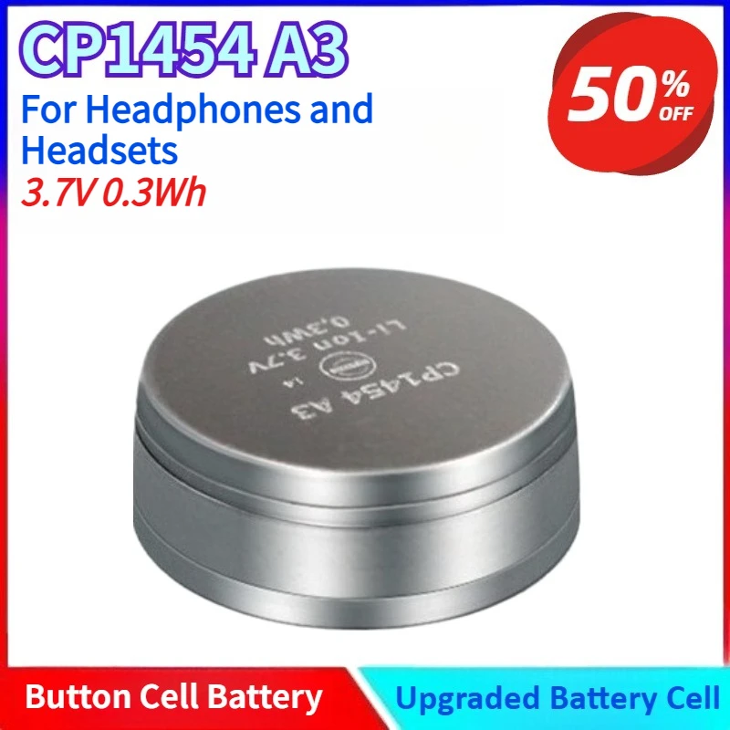 

New CP1454 A3 3.7V 0.3Wh Rechargeable Lithium-ion Button Cell Battery with Explosion-proof Holes for Headphones and Headsets
