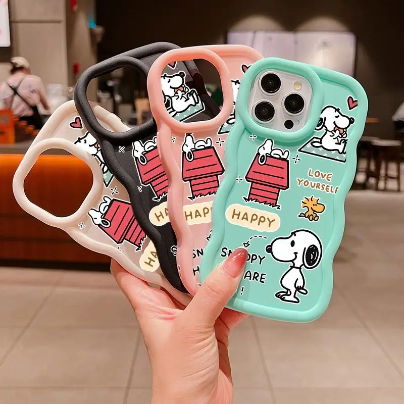 Phone Case for Motorola Moto E14 G32 G22 G14 G84 EDGE 40 NEO 5G Cute Cartoon Snoopy Candy Color Soft Wave Side Luxury Softcase