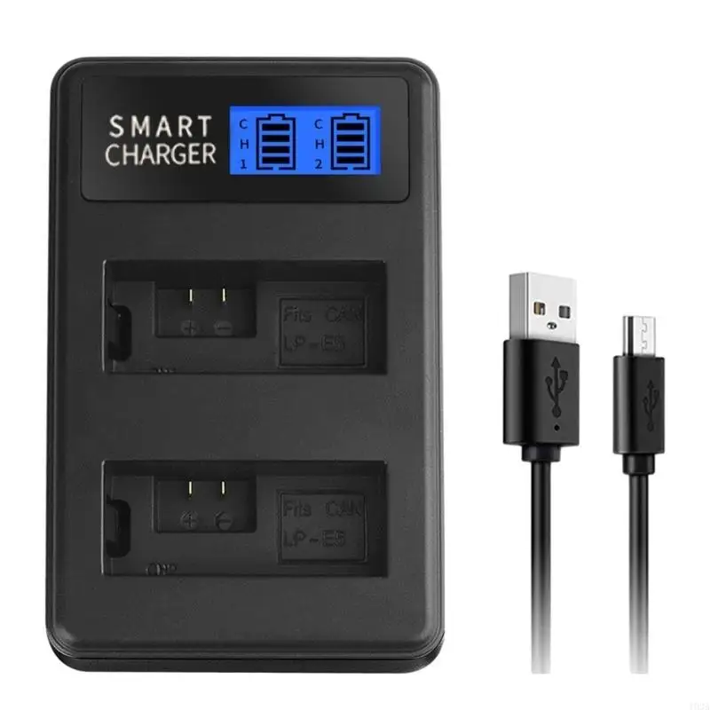 LP-E5 Dual LCD USB Battery for EOS XS ، T1I ، XSI ، 1000D Camera مدعومًا للسفر 193A