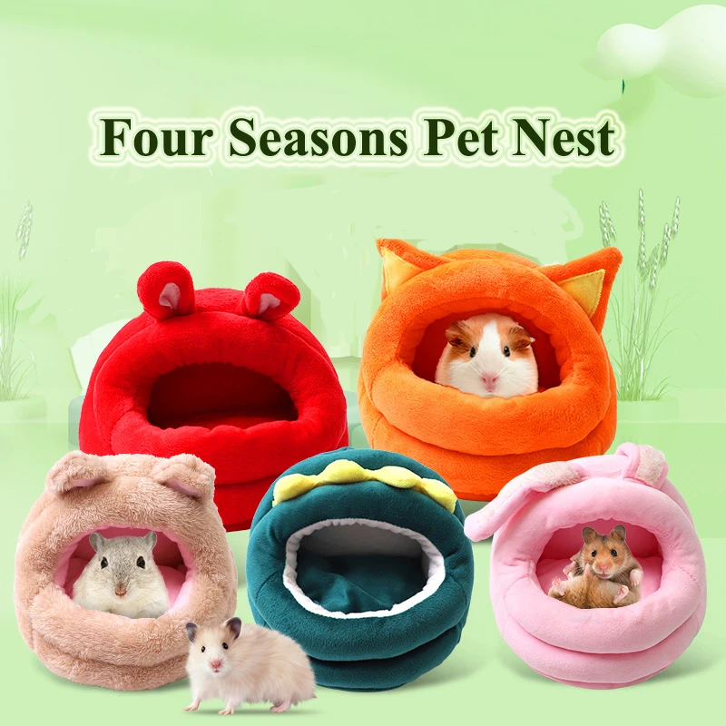 Mini  Animal Hammock cartoon Nest Hamster\'s nest Ferret Rabbit Guinea Pig Rat Hamster Warmer Cushion House Cave Pets Supplies