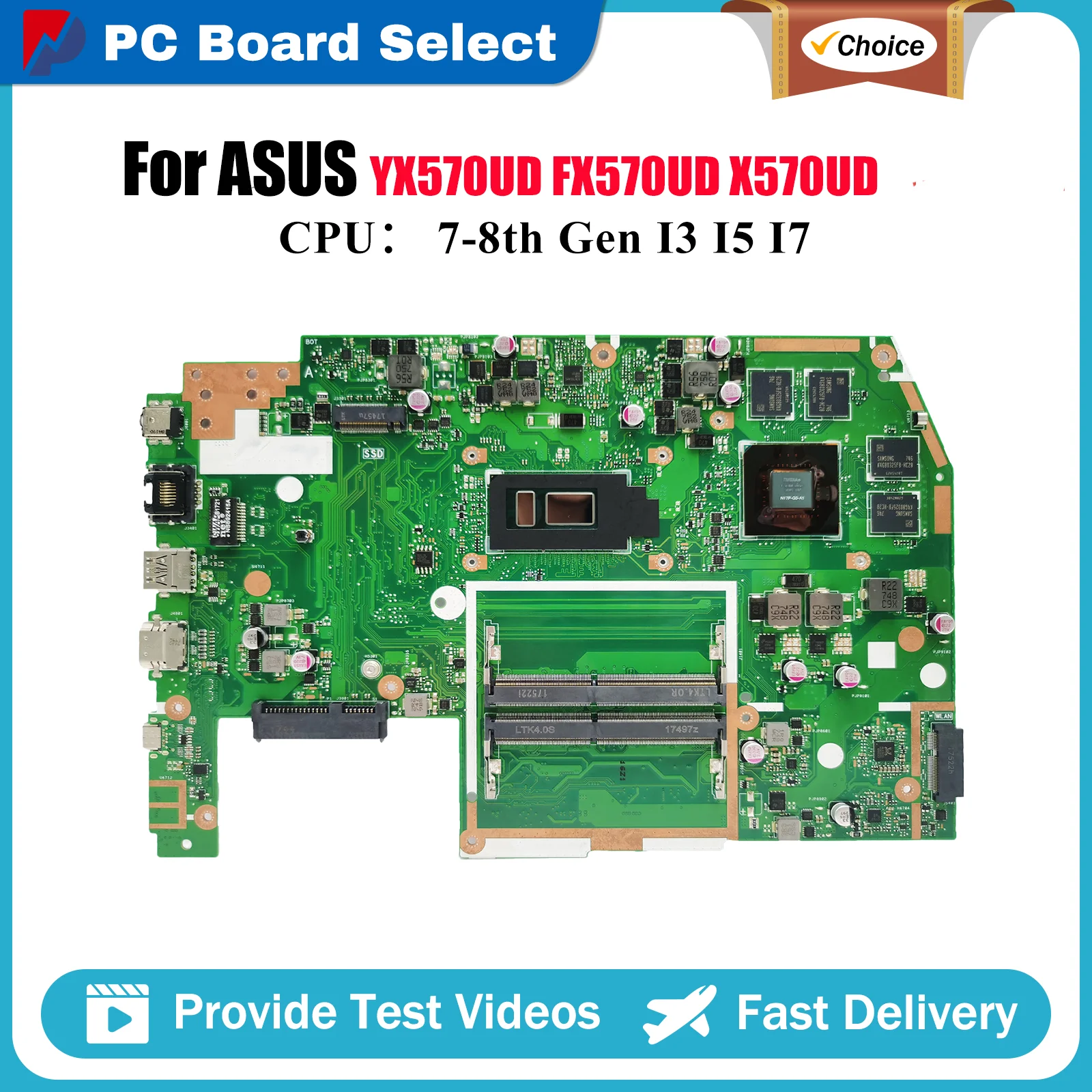 

X570UD Laptop Motherboard For ASUS VivoBook X570U X570UD FX570UD YX570UD Notebook Mainboard With I3 I5 I7 CPU 100% tests OK stk