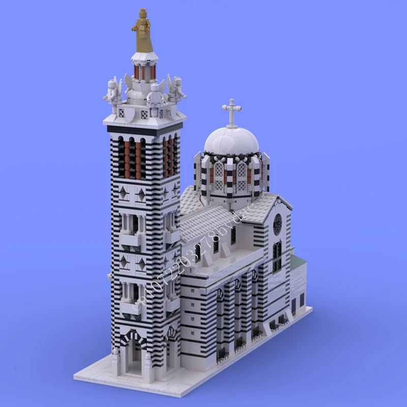 

4070 шт. Notre-Dame de la Garde модульная MOC креативная модель с видом на улицу, строительные блоки, архитектура, сделай сам, сборная модель, игрушки, подарок