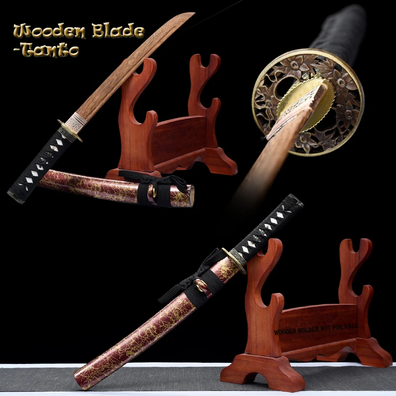 Personal Custom Japanese Tanto Iaito Training Sword, Small Wooden Sword,Type B, Zinc Tsuba Plant, Home Decor