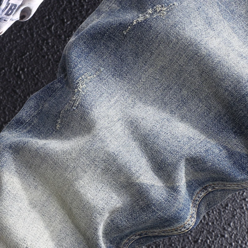 Italian Style Fashion Men Jeans High Quality Retro Blue Elastic Slim Fit Ripped Jeans Men Trousers Vintage Designer Denim Pants