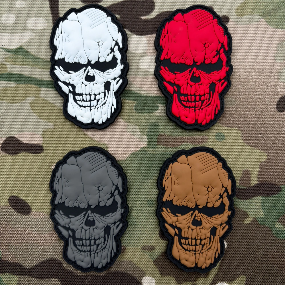 

Значок-наклейка из ПВХ с рисунком черепа, с эффектом светящегося в темноте, идеально подходит для использования на повязках, рюкзаках и тактических жилетах, нашивки с вышивкой для украшения одежды, мягкой резины