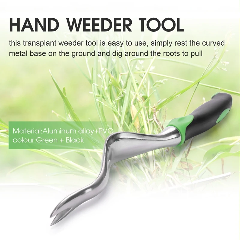 2 Pack Hand Weeder Tool Garden Weeding Removal Gardening Weed Puller With Ergonomic Handle For Lawn Farmland Transplant