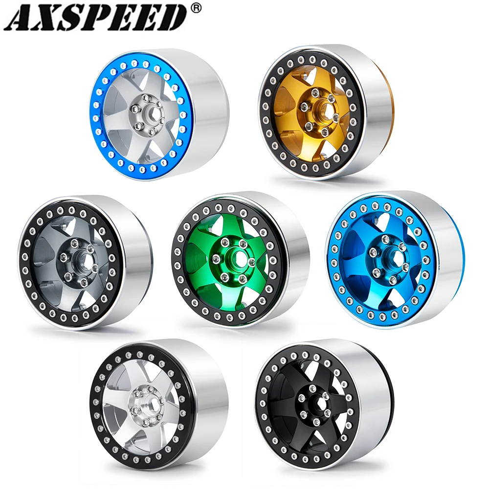 AXSPEED 4PCS Metalowa piasta koła 1.9 2.2Inch Beadlock Wheels Rim dla 1/10 RC Crawler Car Axial Wraith SCX10 90046 D90 CC01 TRX4 TRX6