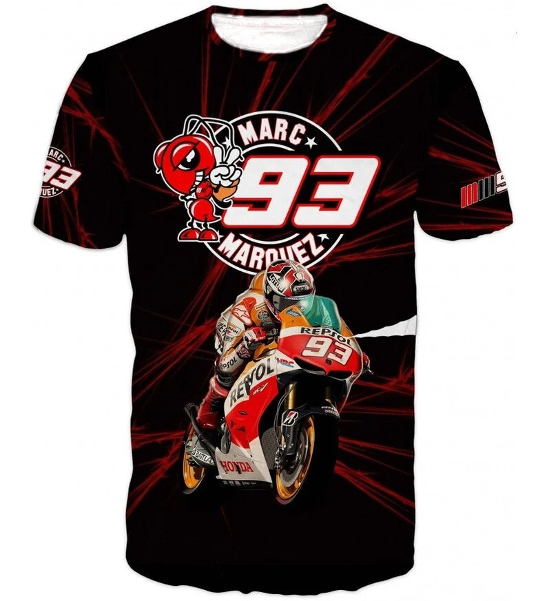 

2025 Hot Selling Marc Márquez # 93 Motorcycle Racing Suit Summer Men's Round Neck Versatile Casual Sports Short Sleeved T-Shirt