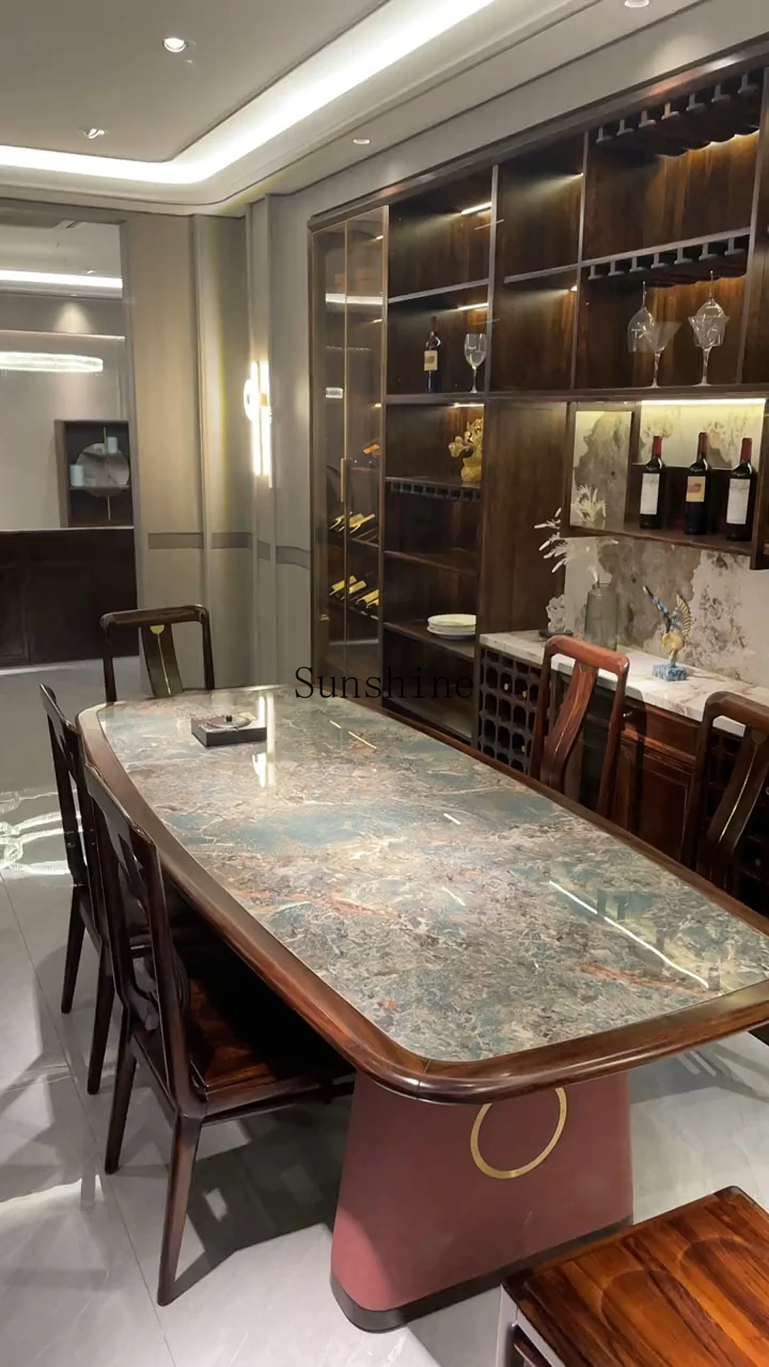 Modern villa hotel restaurant rectangular solid wood light luxury dining table